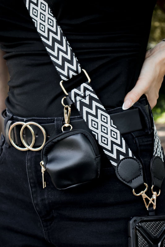 Black and White Pattern Phone Strap