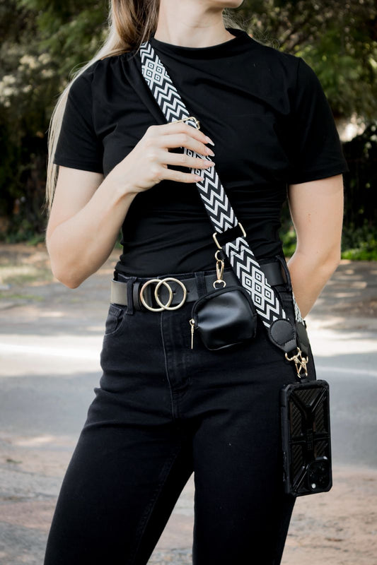 Black and White Pattern Phone Strap